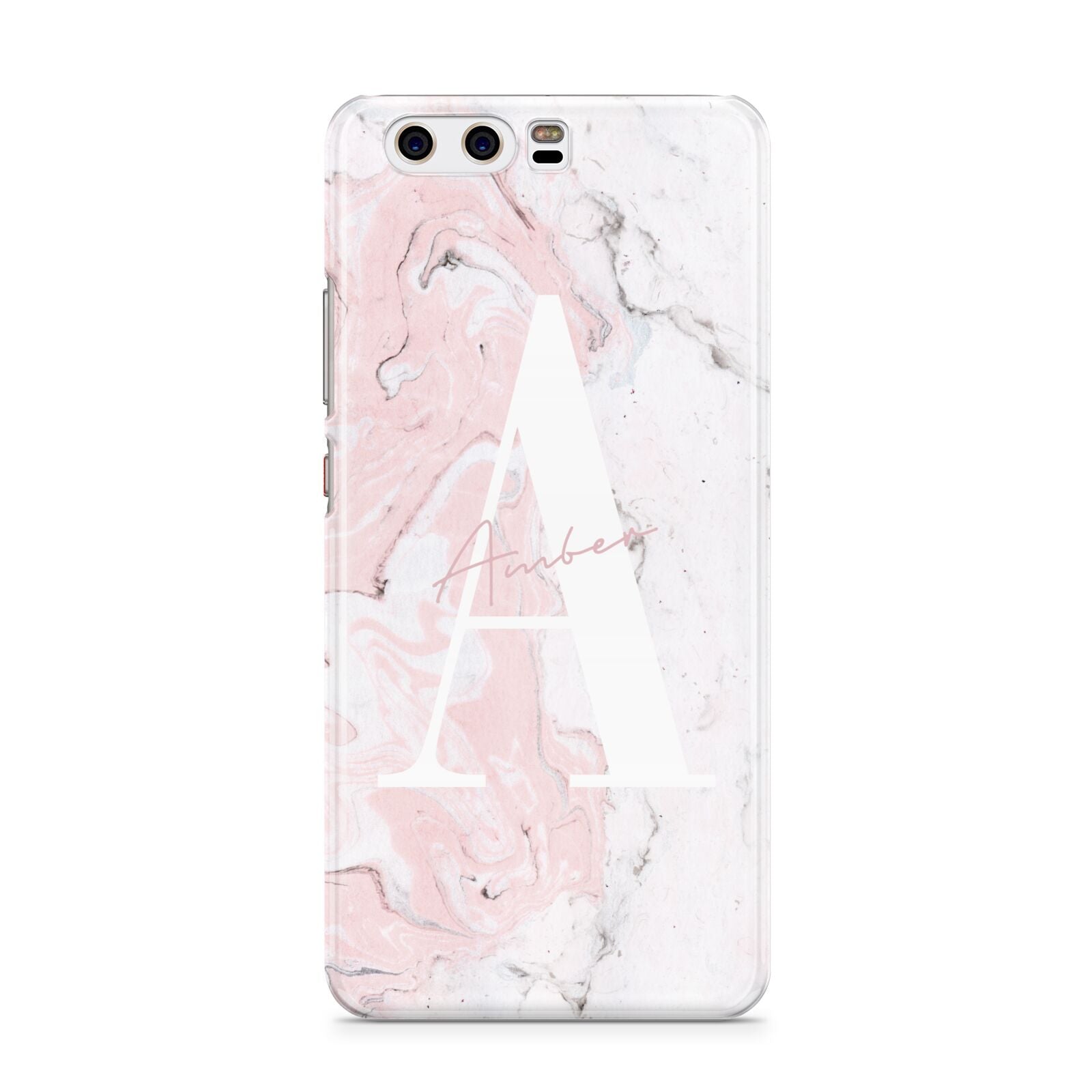 Monogrammed Pink White Ink Marble Huawei P10 Phone Case