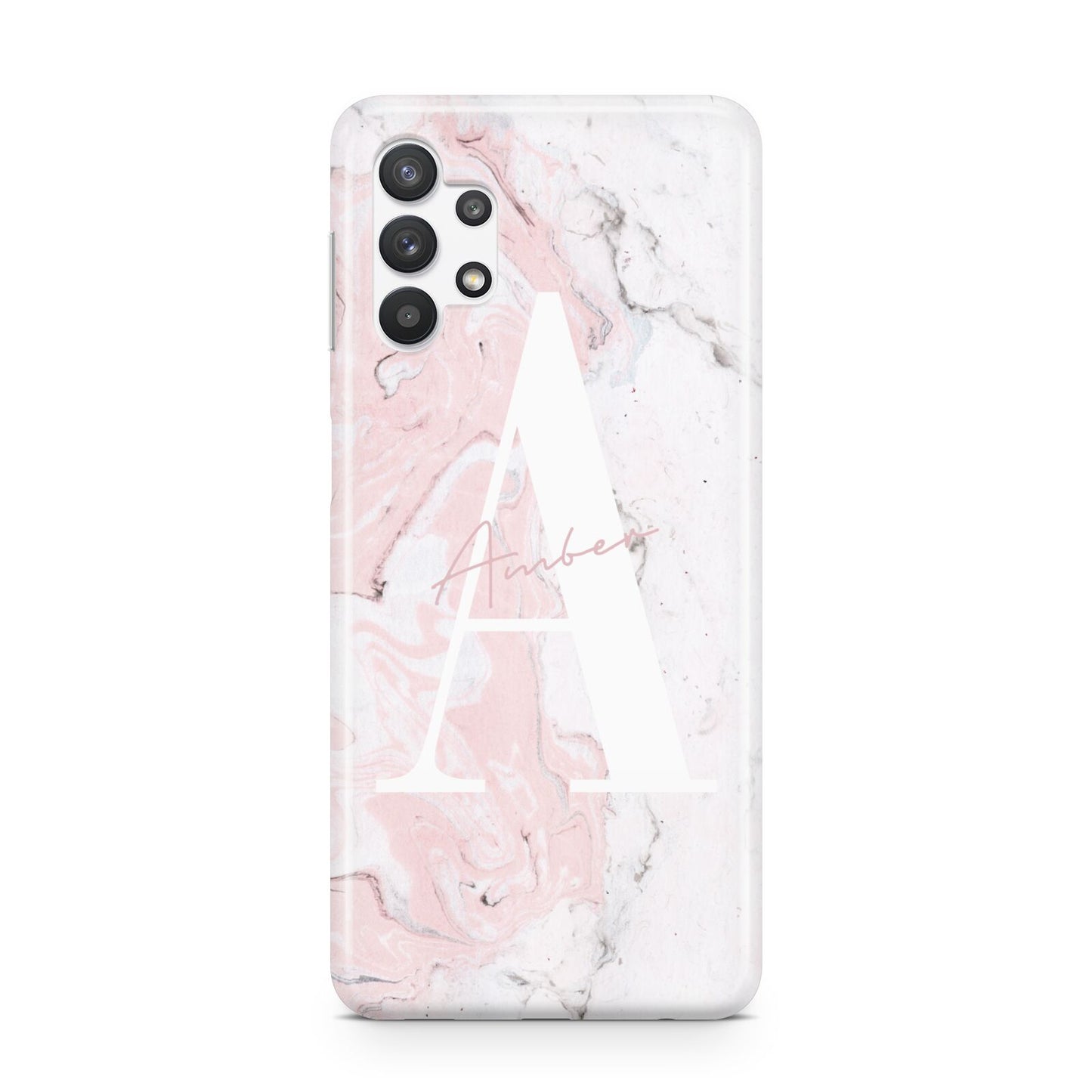 Monogrammed Pink White Ink Marble Samsung A32 5G Case