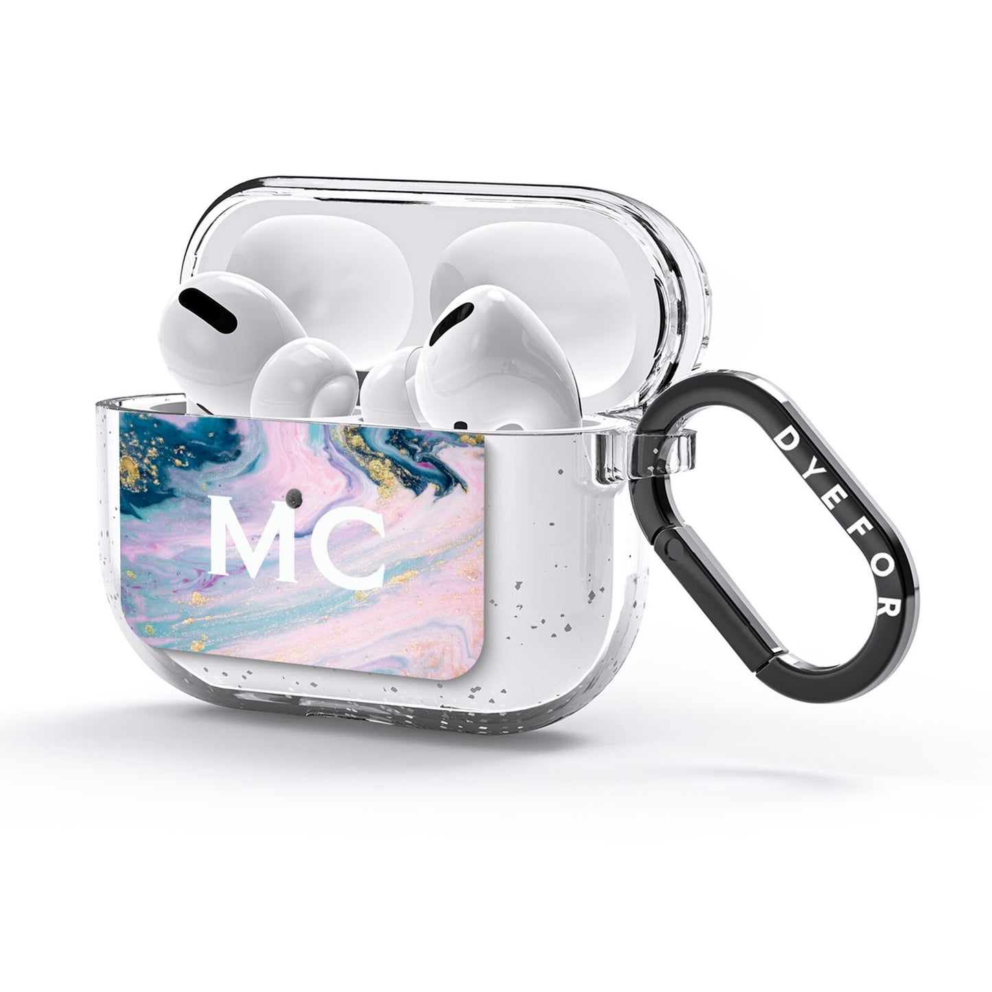 Monogrammed Purple Gold Glitter Marble AirPods Glitter Case 3rd Gen Side Image