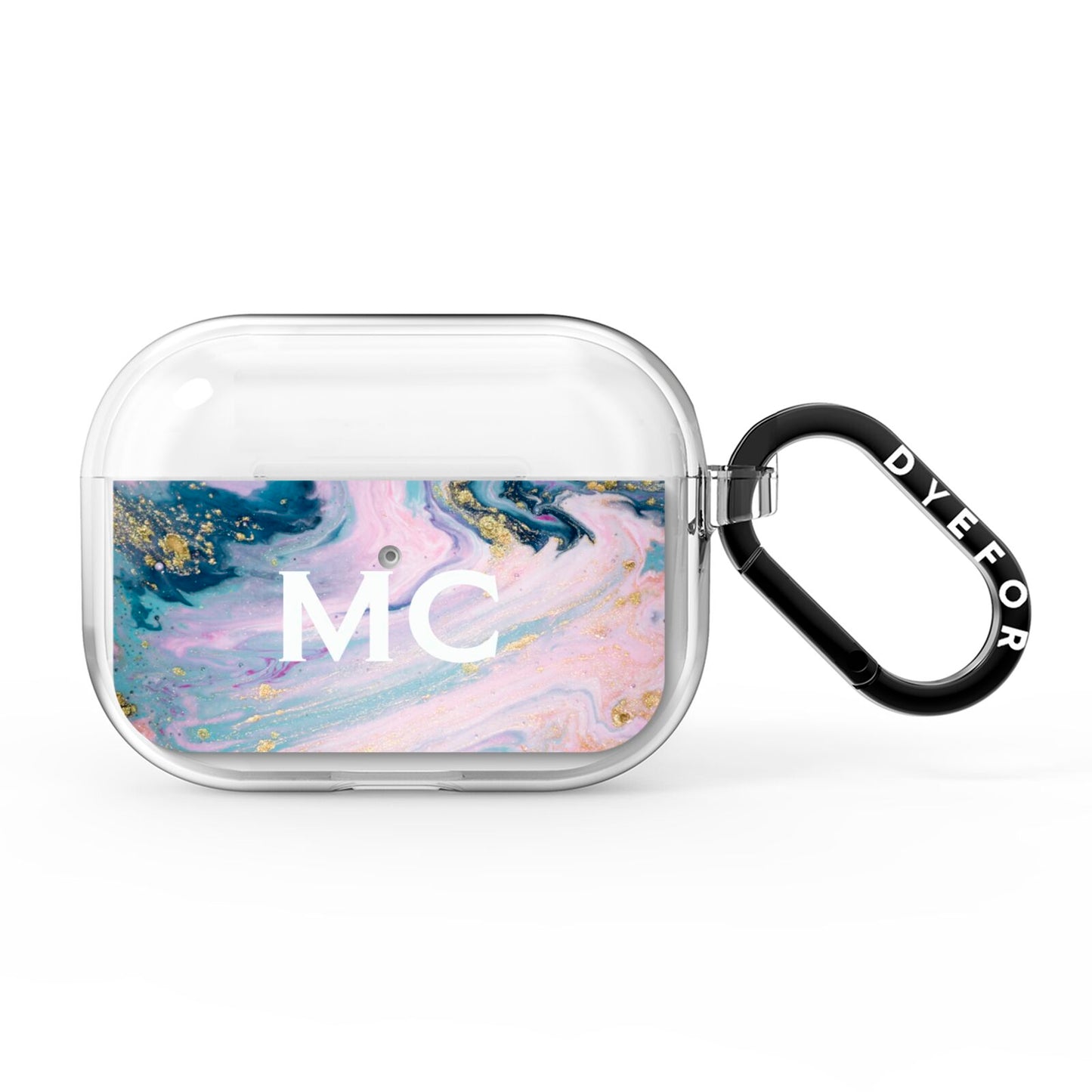 Monogrammed Purple Gold Glitter Marble AirPods Pro Clear Case