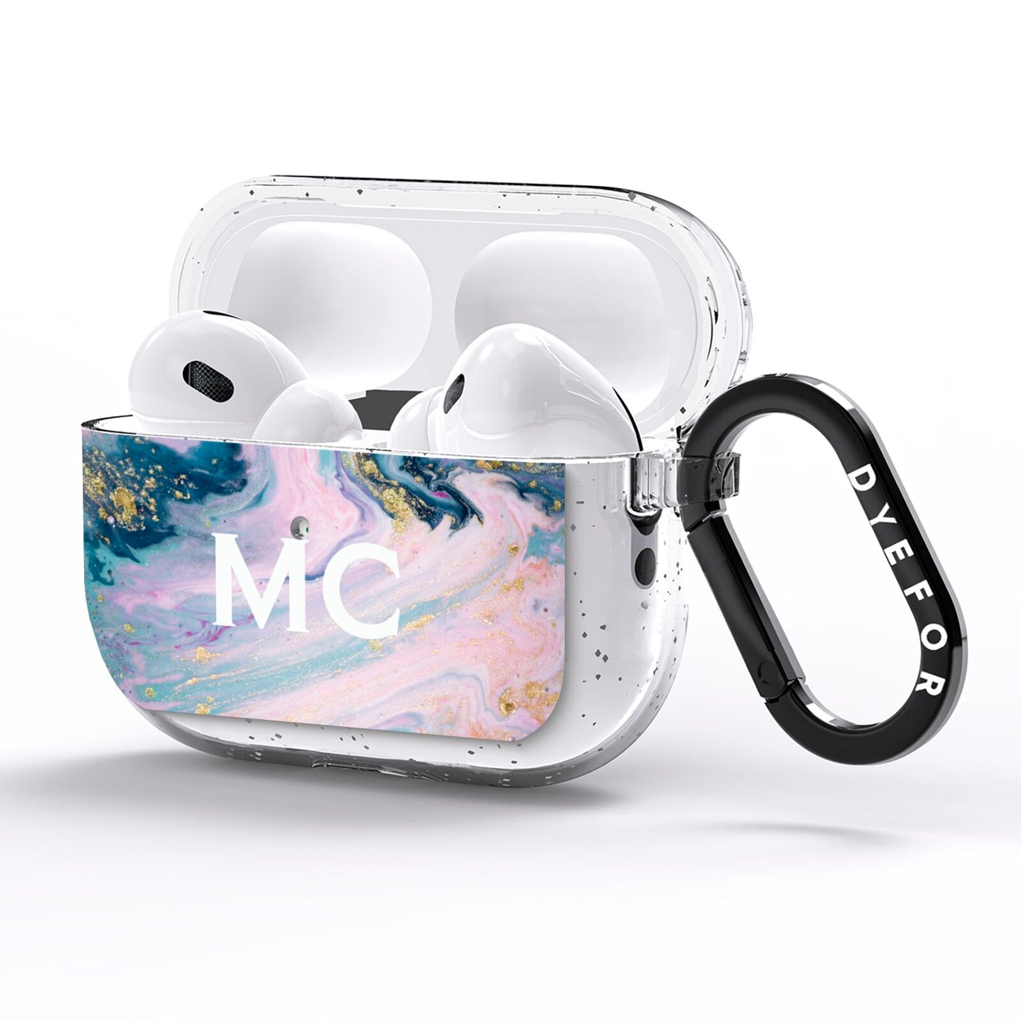 Monogrammed Purple Gold Glitter Marble AirPods Pro Glitter Case Side Image