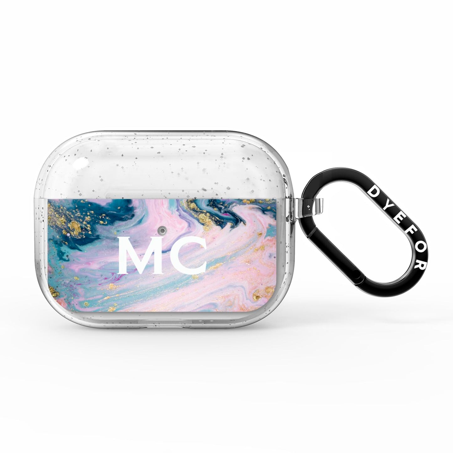 Monogrammed Purple Gold Glitter Marble AirPods Pro Glitter Case