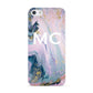 Monogrammed Purple Gold Glitter Marble Apple iPhone 5 Case