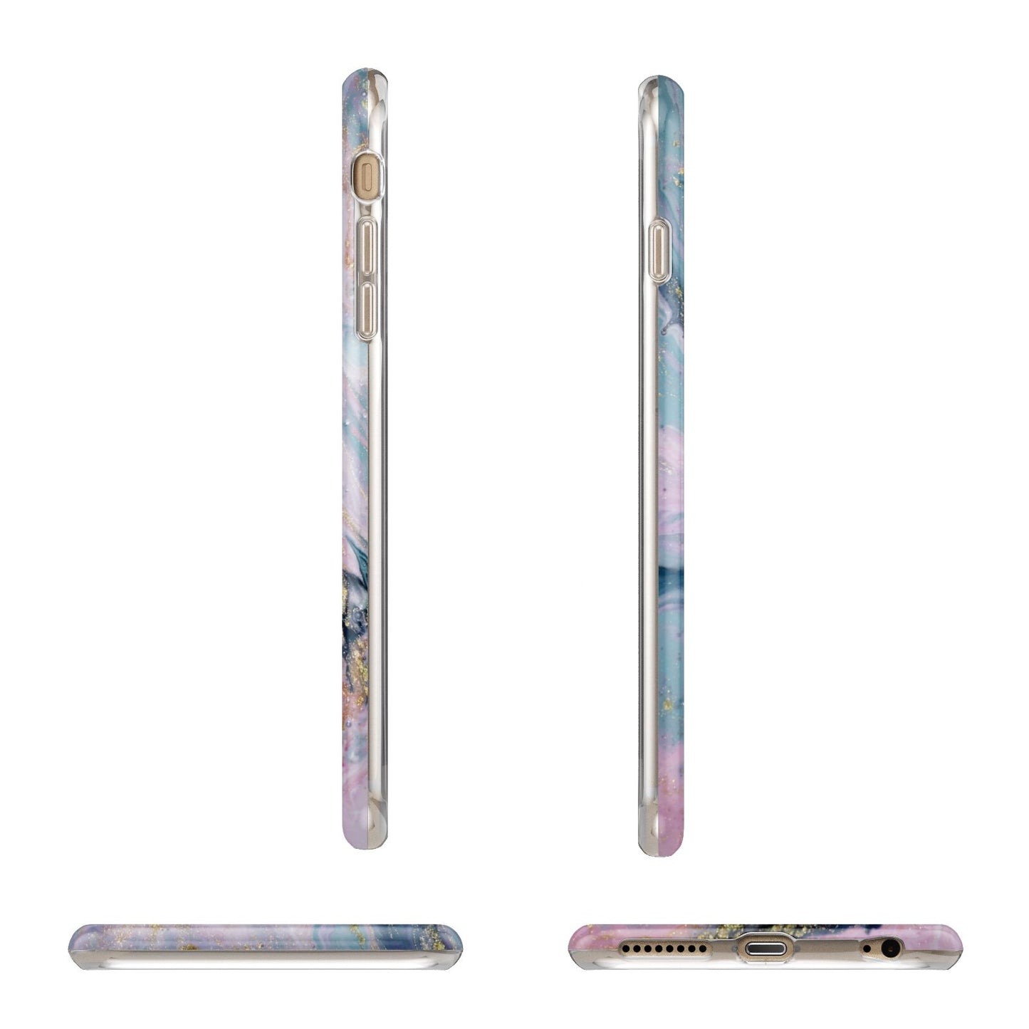 Monogrammed Purple Gold Glitter Marble Apple iPhone 6 Plus 3D Wrap Tough Case Alternative Image Angles