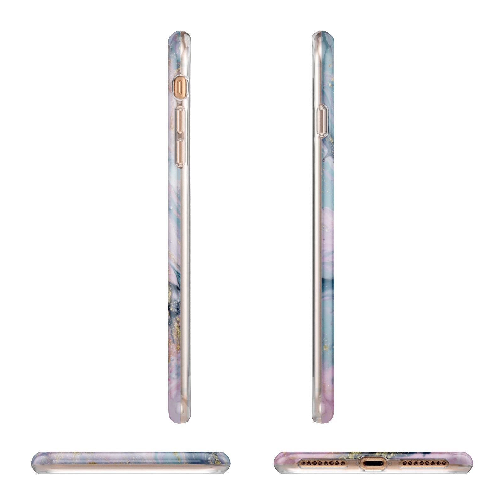 Monogrammed Purple Gold Glitter Marble Apple iPhone 7 8 Plus 3D Wrap Tough Case Alternative Image Angles