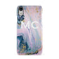 Monogrammed Purple Gold Glitter Marble Apple iPhone XR White 3D Snap Case
