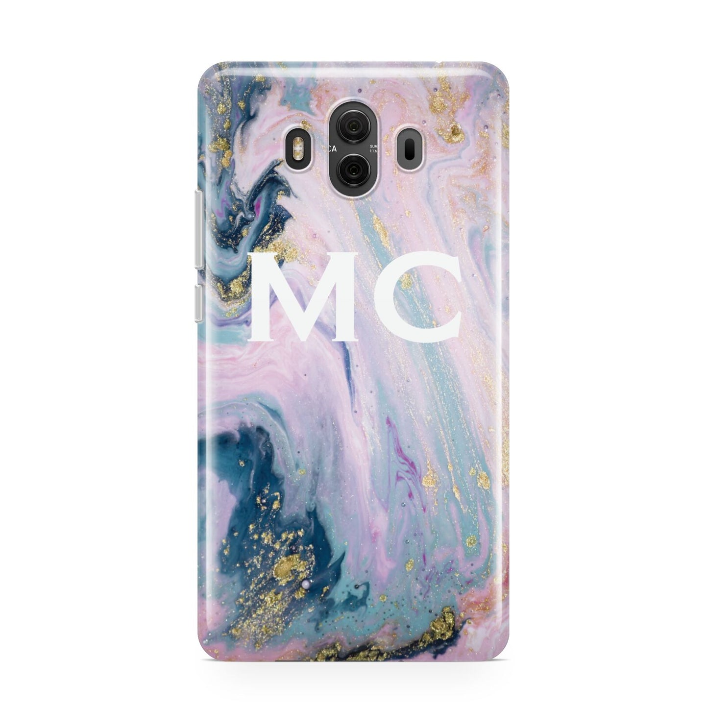 Monogrammed Purple Gold Glitter Marble Huawei Mate 10 Protective Phone Case