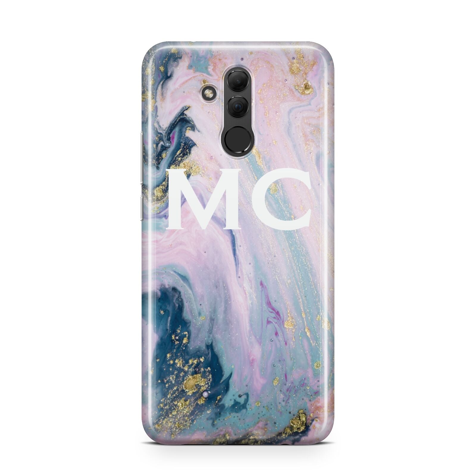 Monogrammed Purple Gold Glitter Marble Huawei Mate 20 Lite