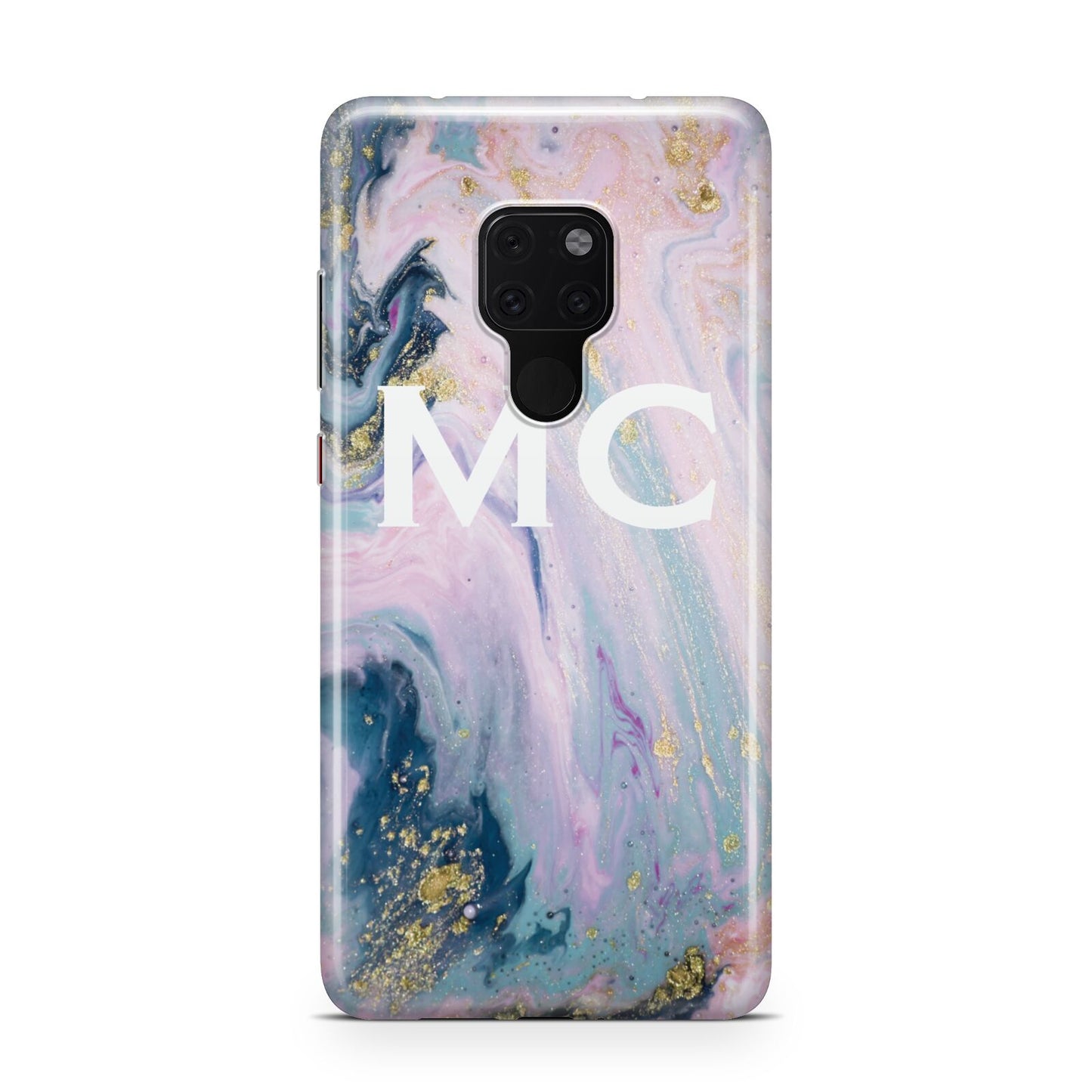 Monogrammed Purple Gold Glitter Marble Huawei Mate 20 Phone Case