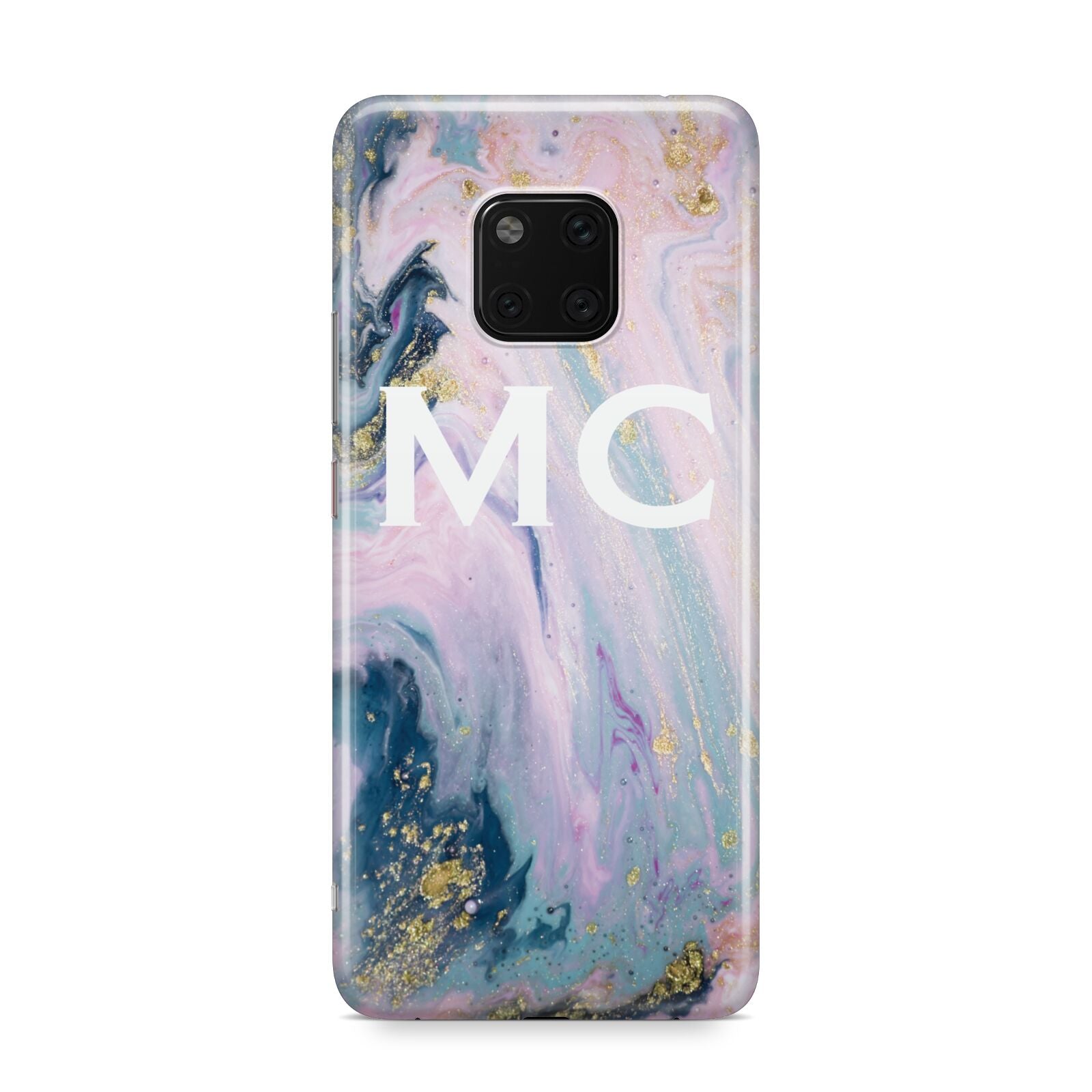 Monogrammed Purple Gold Glitter Marble Huawei Mate 20 Pro Phone Case