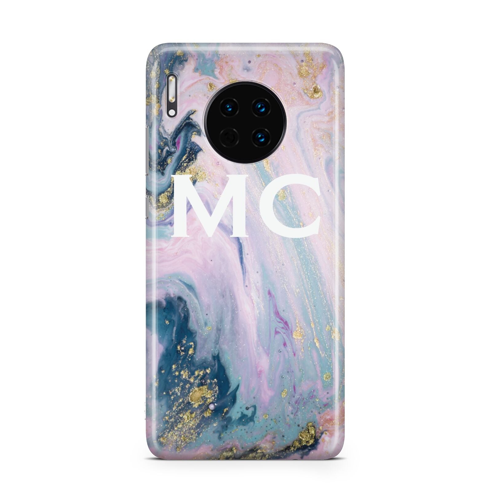 Monogrammed Purple Gold Glitter Marble Huawei Mate 30