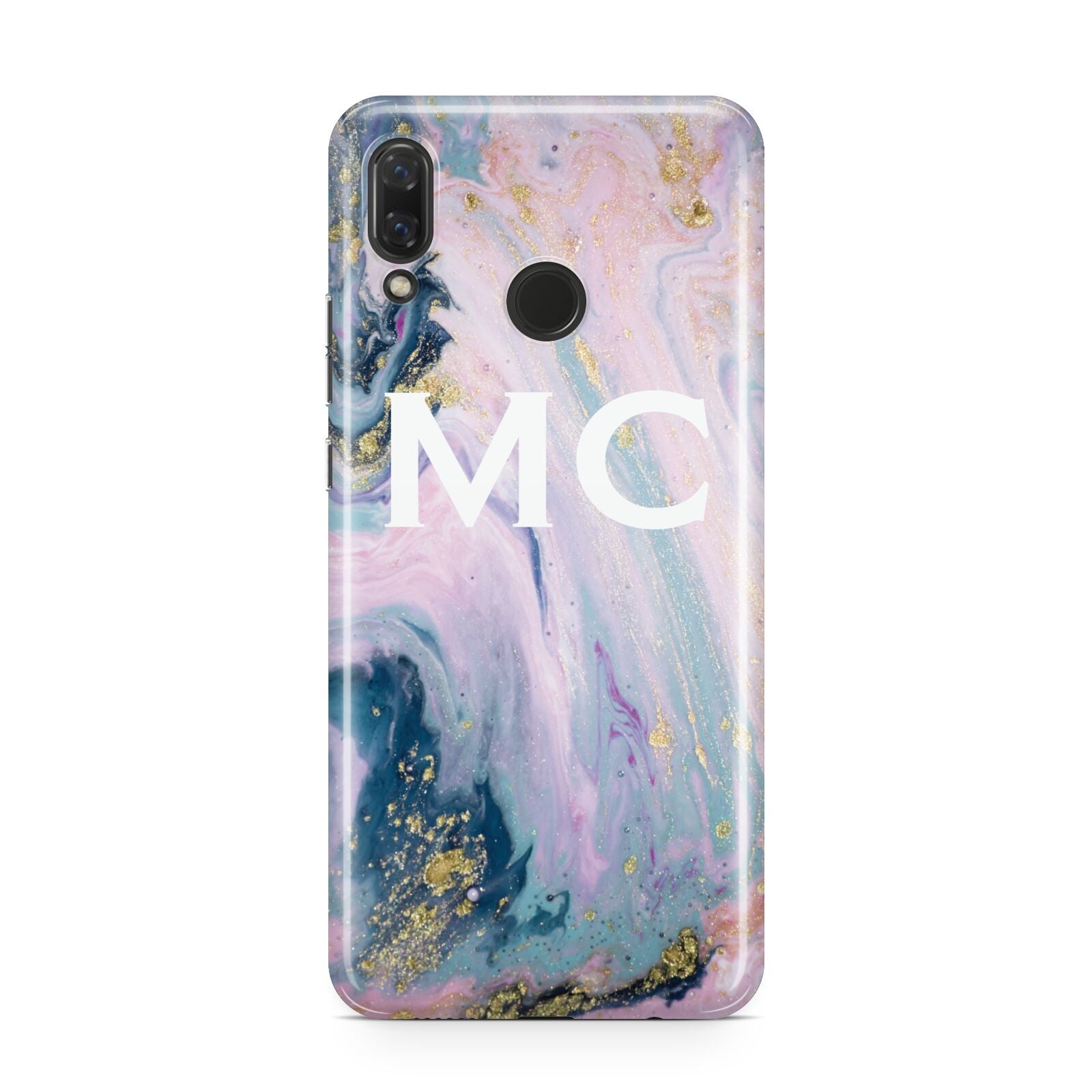 Monogrammed Purple Gold Glitter Marble Huawei Nova 3 Phone Case