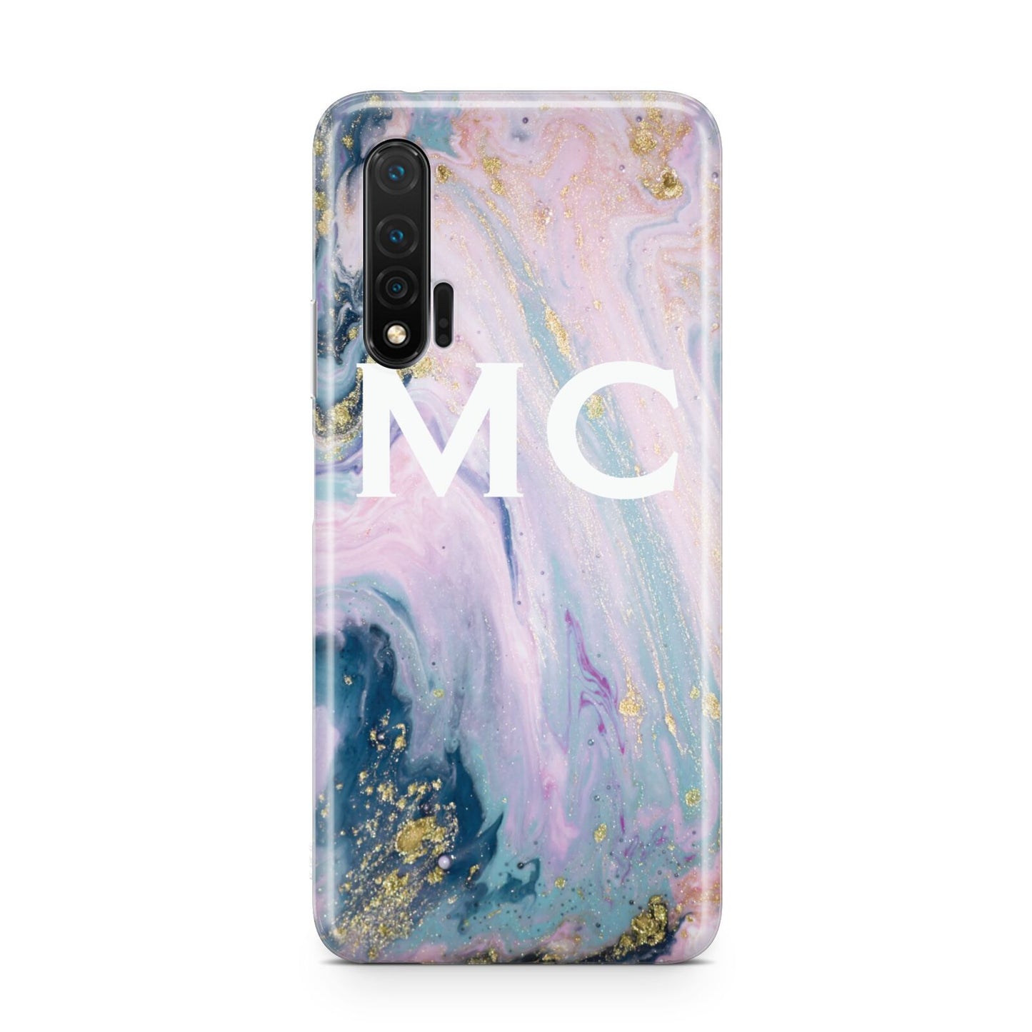 Monogrammed Purple Gold Glitter Marble Huawei Nova 6 Phone Case