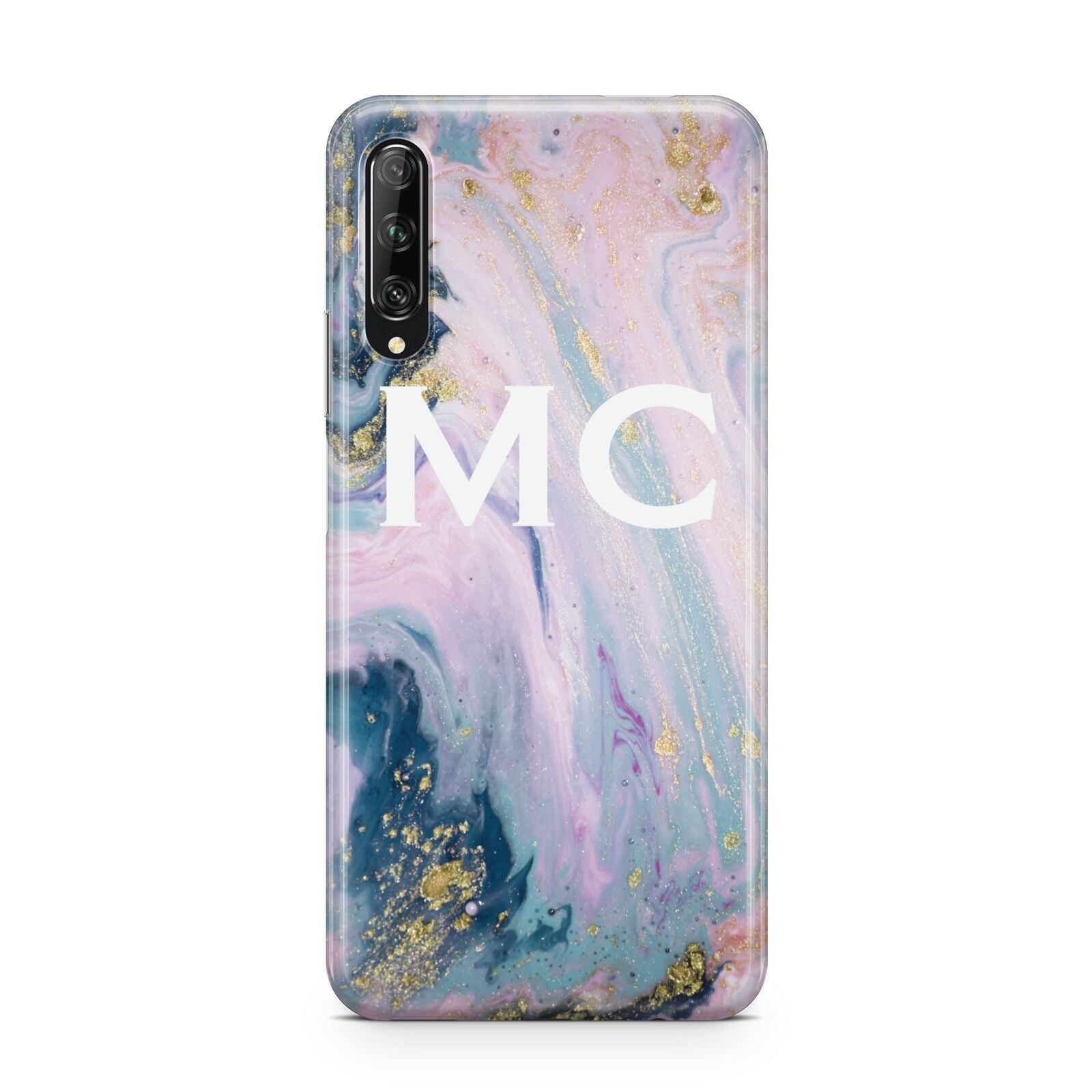 Monogrammed Purple Gold Glitter Marble Huawei P Smart Pro 2019