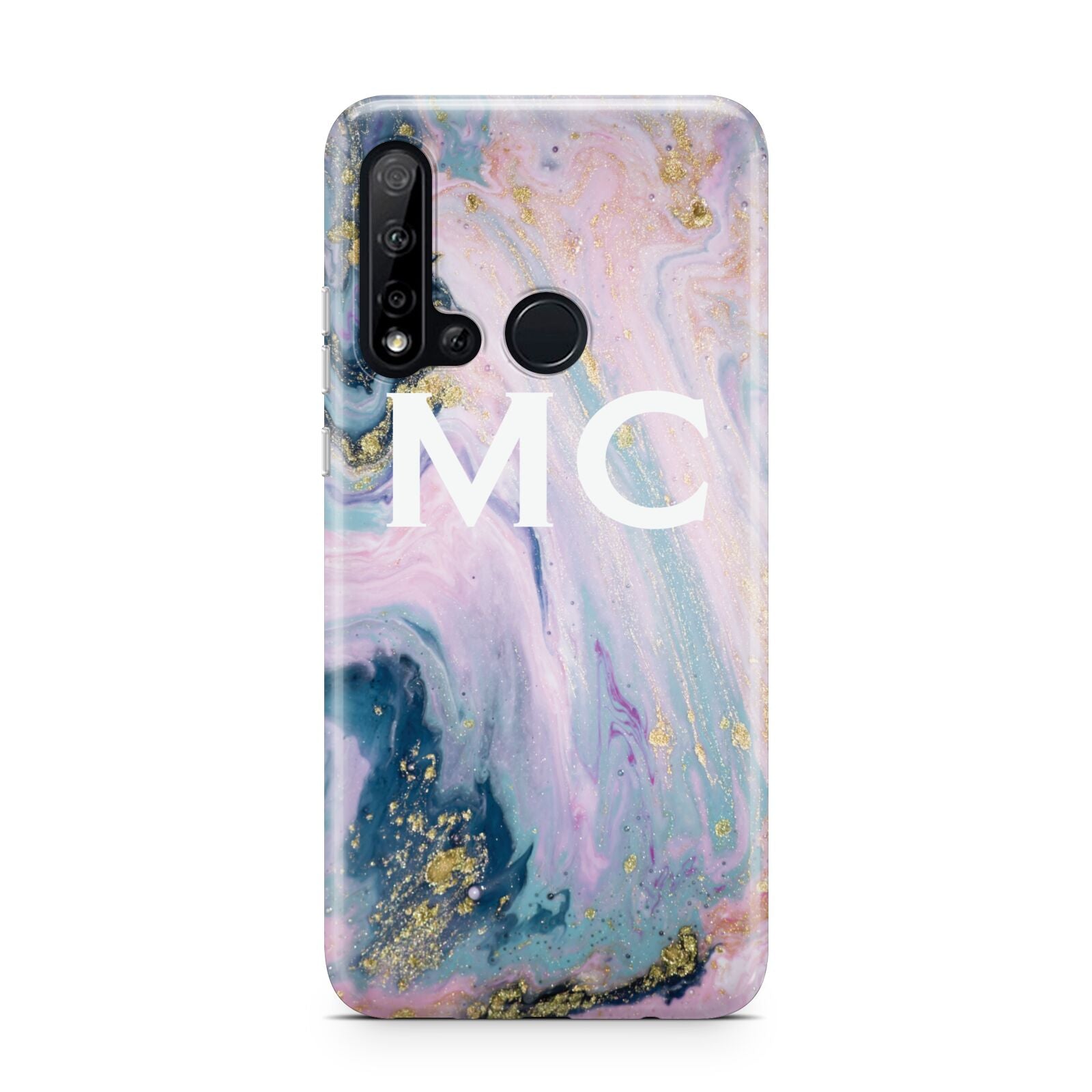 Monogrammed Purple Gold Glitter Marble Huawei P20 Lite 5G Phone Case