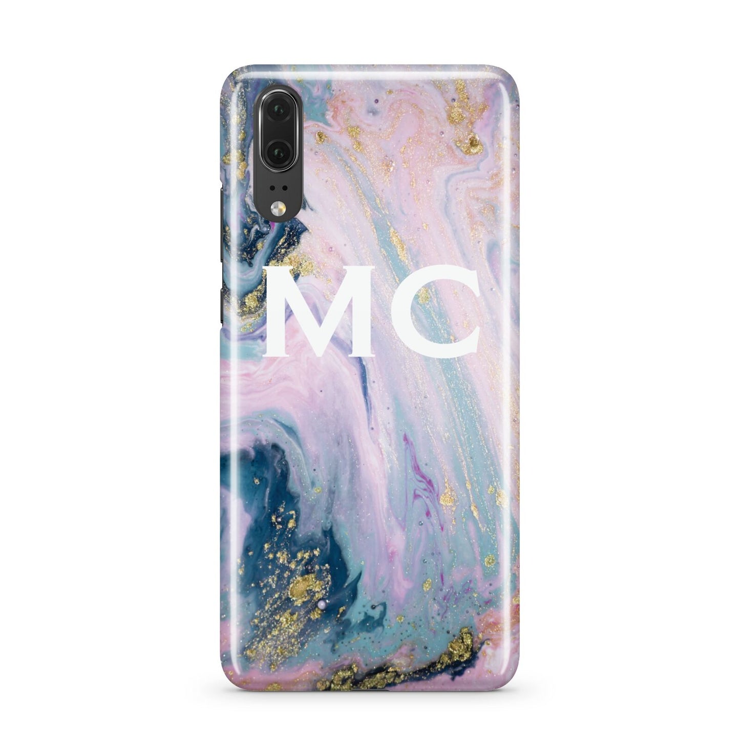 Monogrammed Purple Gold Glitter Marble Huawei P20 Phone Case