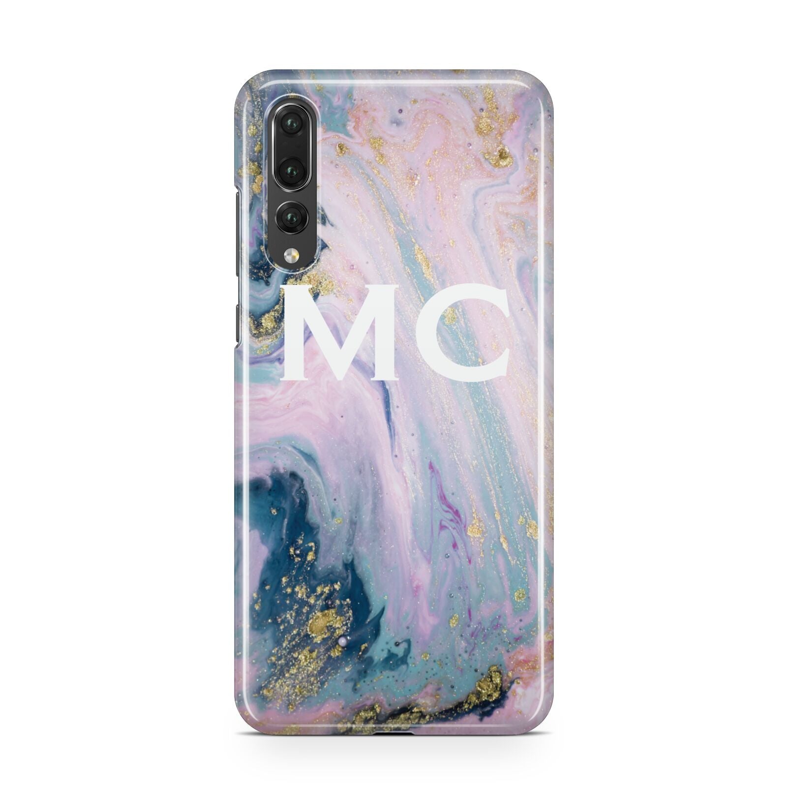 Monogrammed Purple Gold Glitter Marble Huawei P20 Pro Phone Case