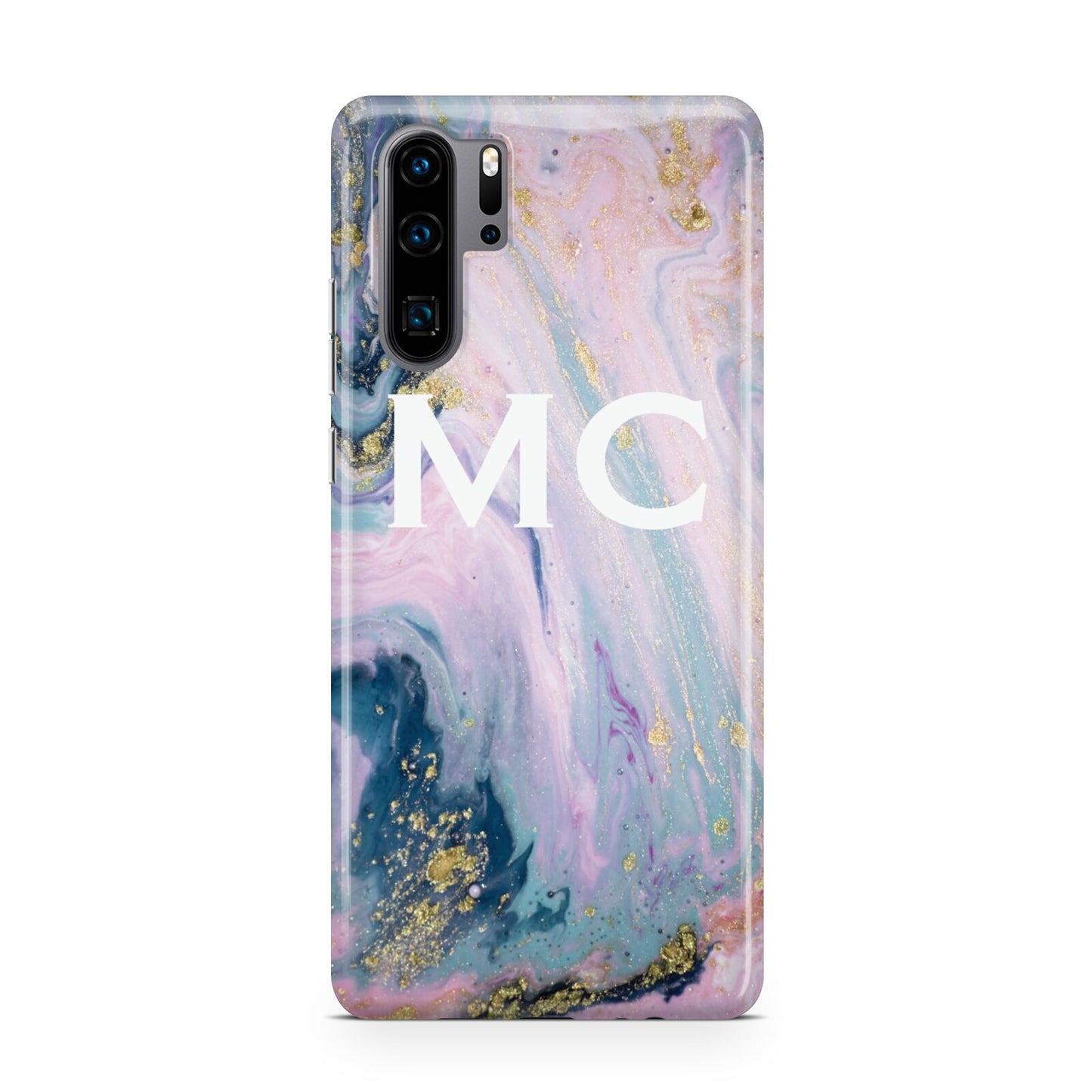 Monogrammed Purple Gold Glitter Marble Huawei P30 Pro Phone Case