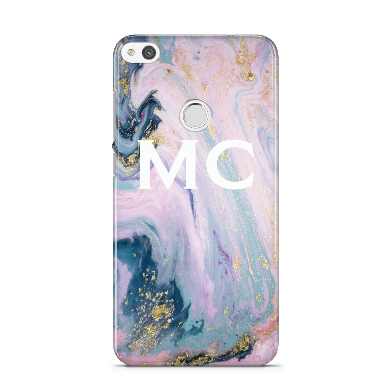 Monogrammed Purple Gold Glitter Marble Huawei P8 Lite Case