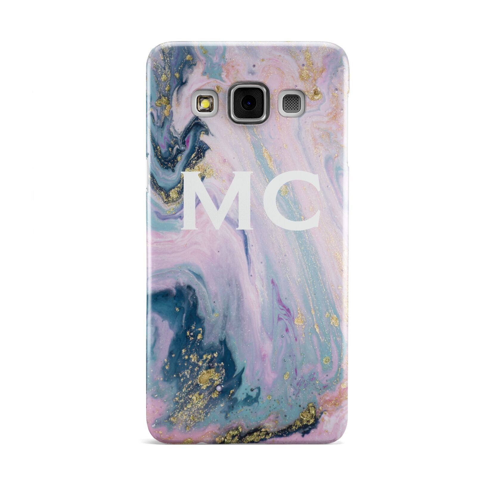 Monogrammed Purple Gold Glitter Marble Samsung Galaxy A3 Case