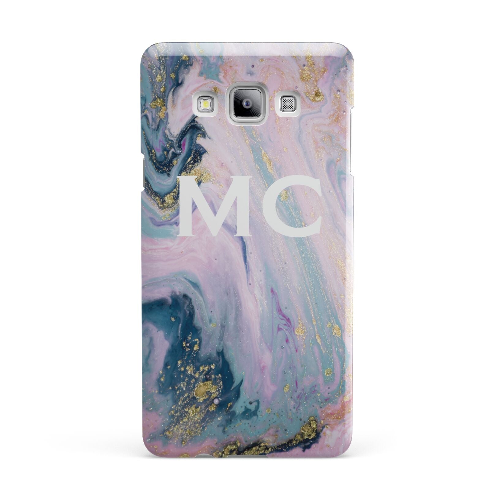 Monogrammed Purple Gold Glitter Marble Samsung Galaxy A7 2015 Case