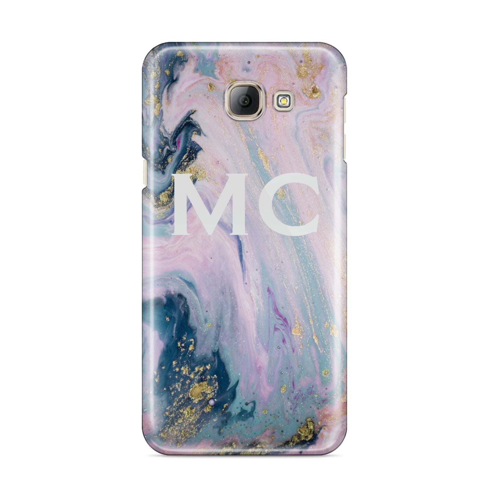 Monogrammed Purple Gold Glitter Marble Samsung Galaxy A8 2016 Case