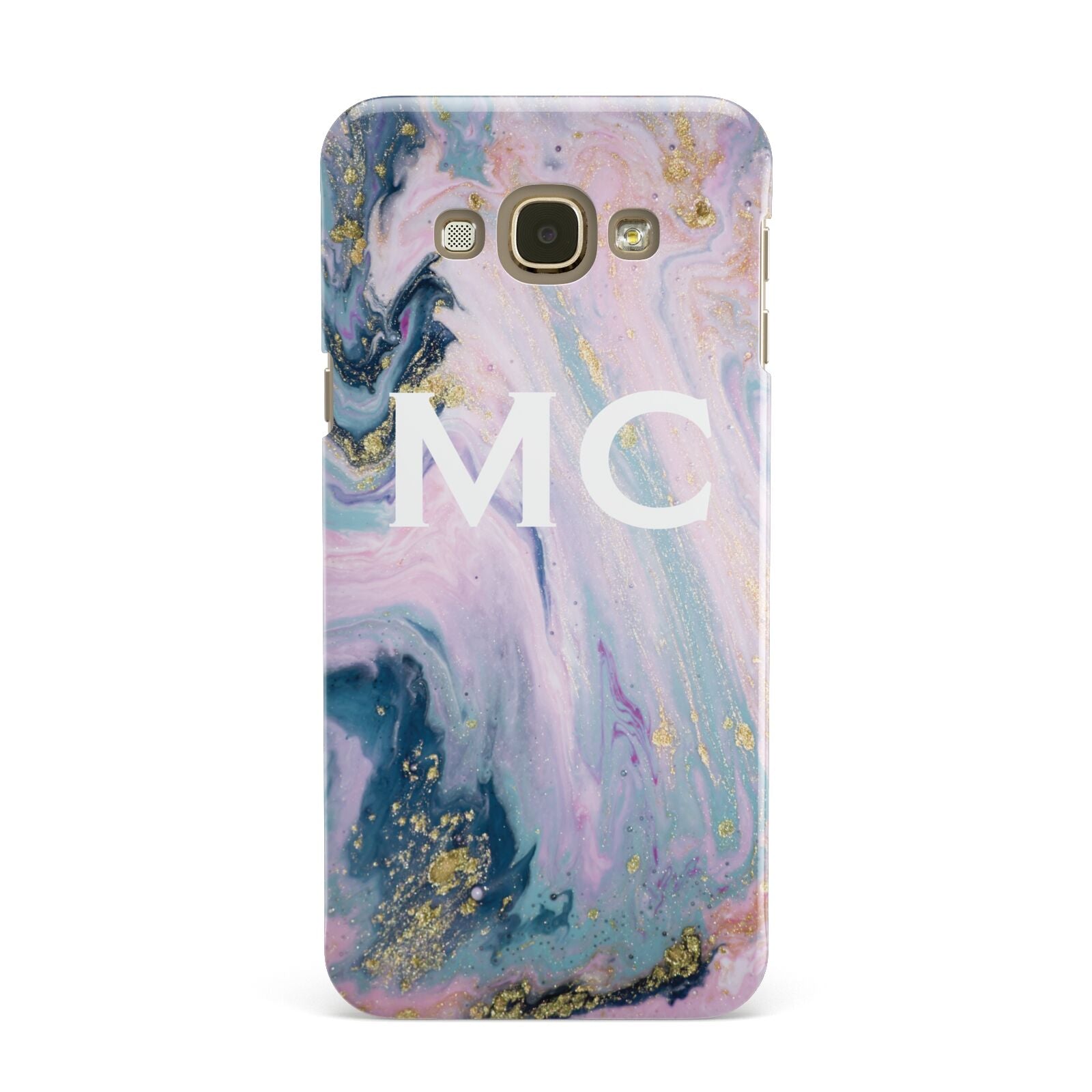 Monogrammed Purple Gold Glitter Marble Samsung Galaxy A8 Case