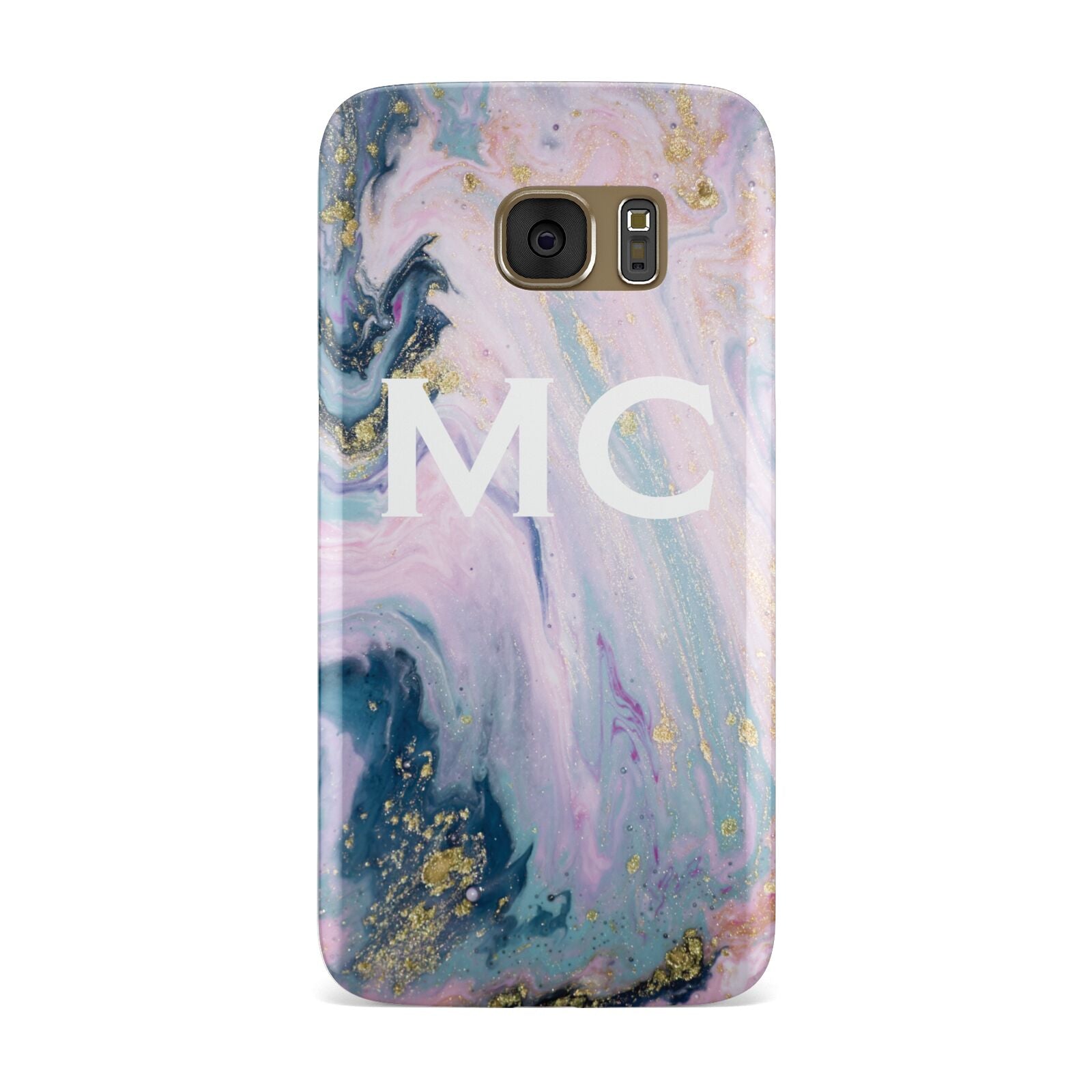 Monogrammed Purple Gold Glitter Marble Samsung Galaxy Case