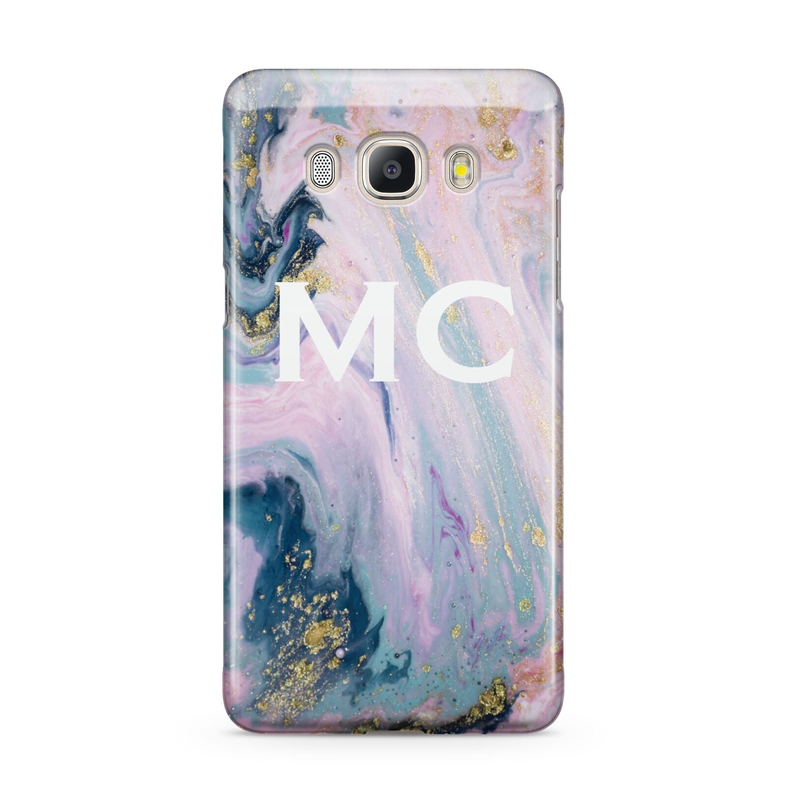 Monogrammed Purple Gold Glitter Marble Samsung Galaxy J5 2016 Case