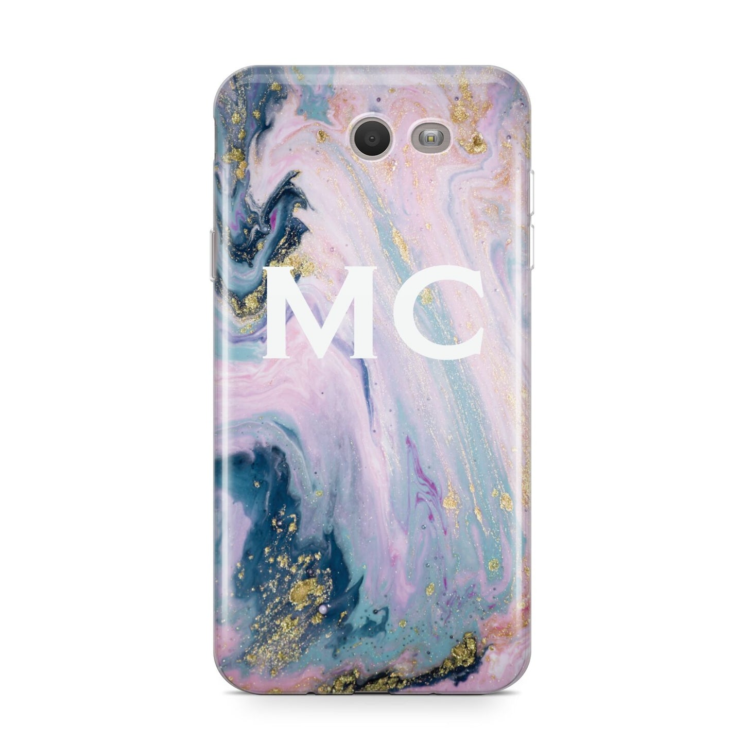 Monogrammed Purple Gold Glitter Marble Samsung Galaxy J7 2017 Case