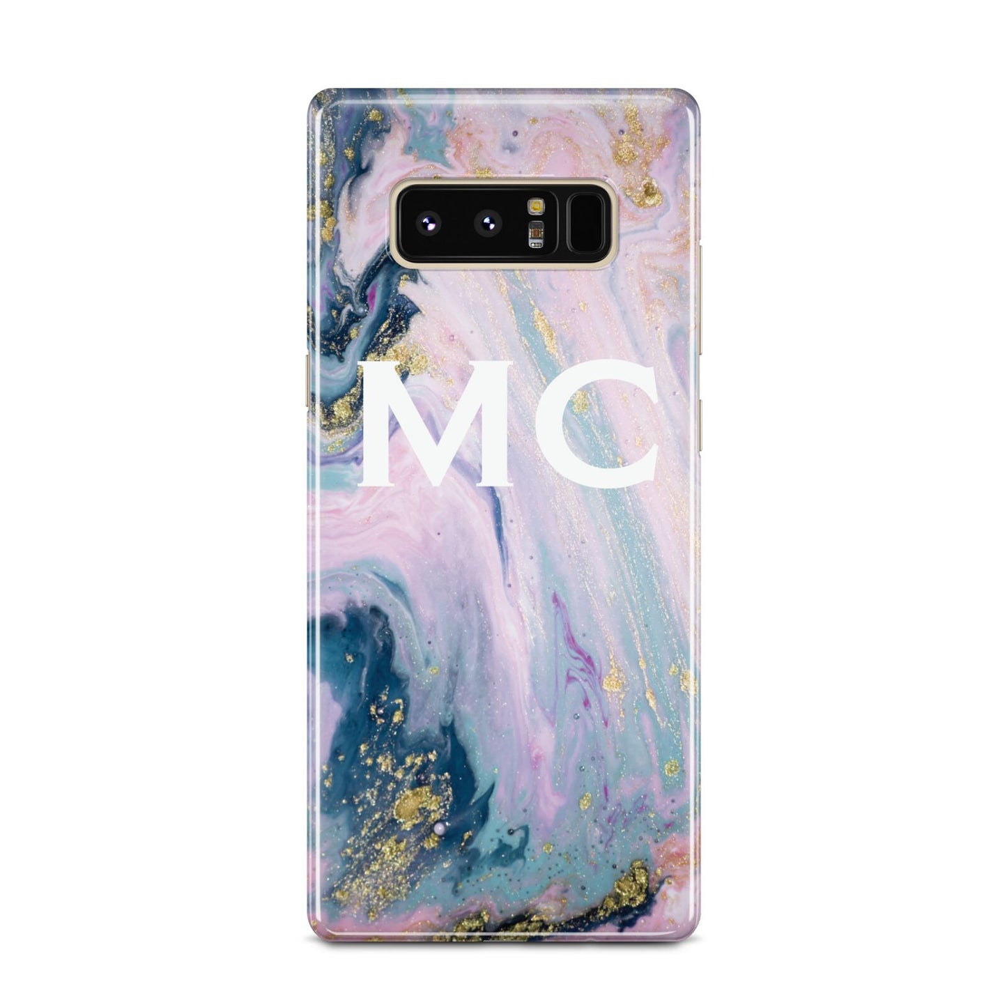 Monogrammed Purple Gold Glitter Marble Samsung Galaxy Note 8 Case