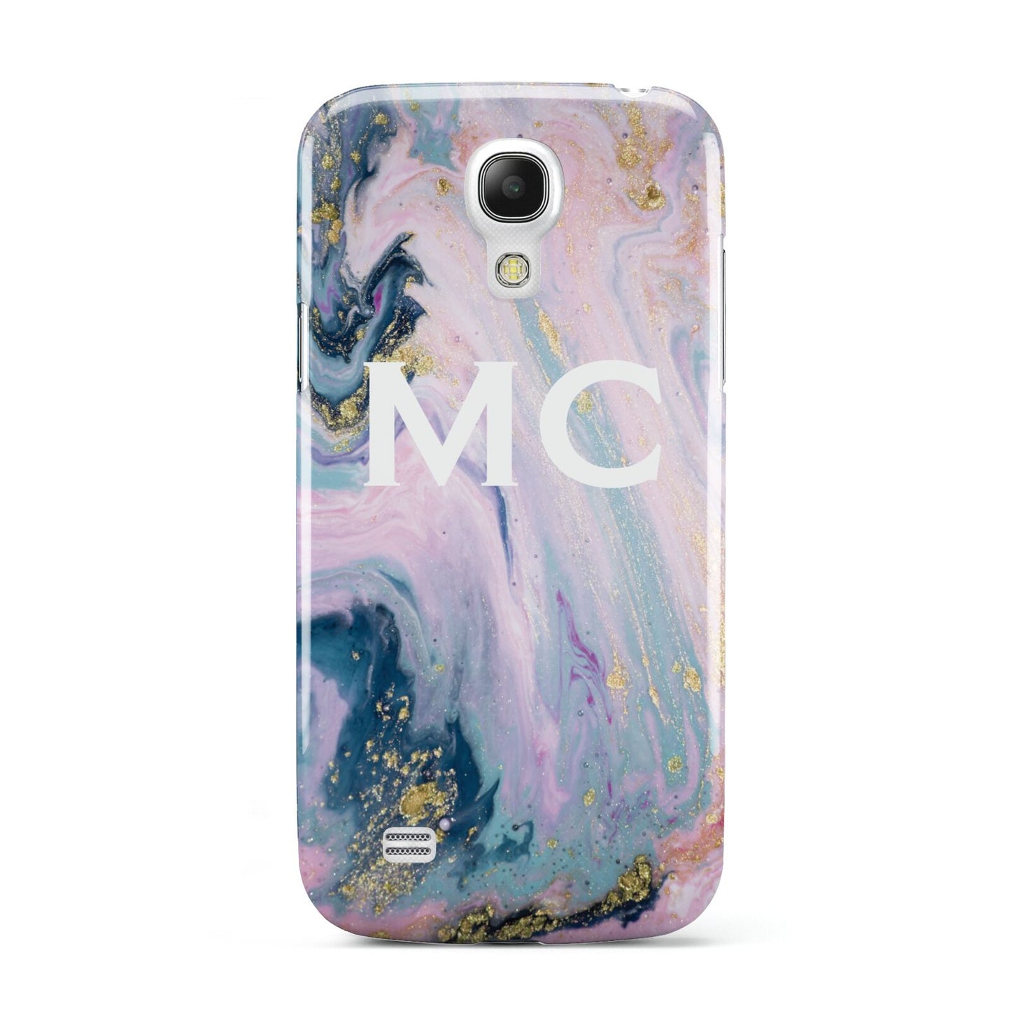 Monogrammed Purple Gold Glitter Marble Samsung Galaxy S4 Mini Case