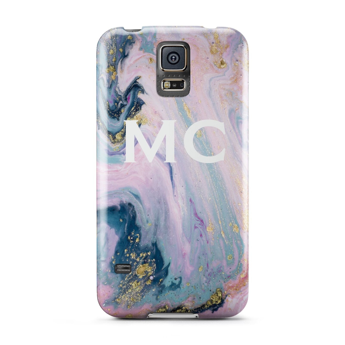 Monogrammed Purple Gold Glitter Marble Samsung Galaxy S5 Case