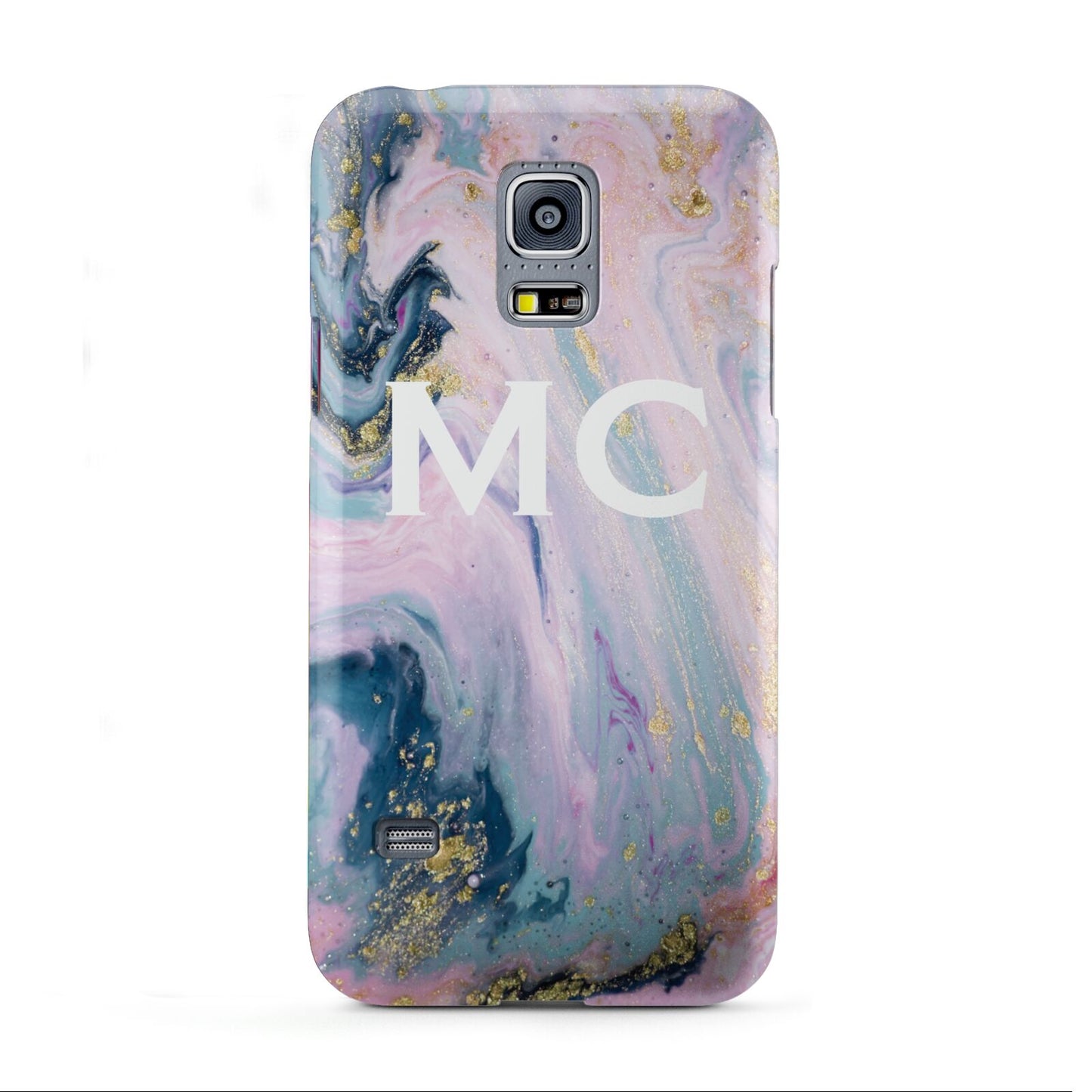 Monogrammed Purple Gold Glitter Marble Samsung Galaxy S5 Mini Case