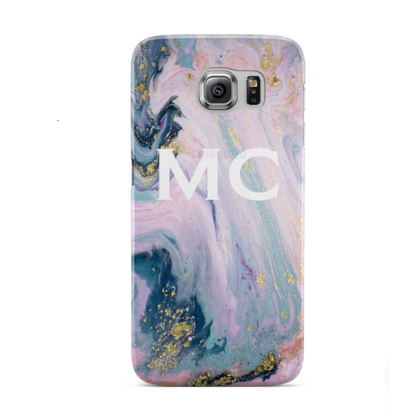 Monogrammed Purple Gold Glitter Marble Samsung Galaxy S6 Case