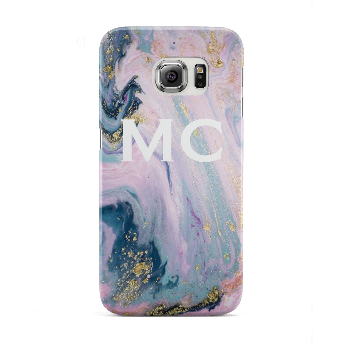 Monogrammed Purple Gold Glitter Marble Samsung Galaxy S6 Edge Case