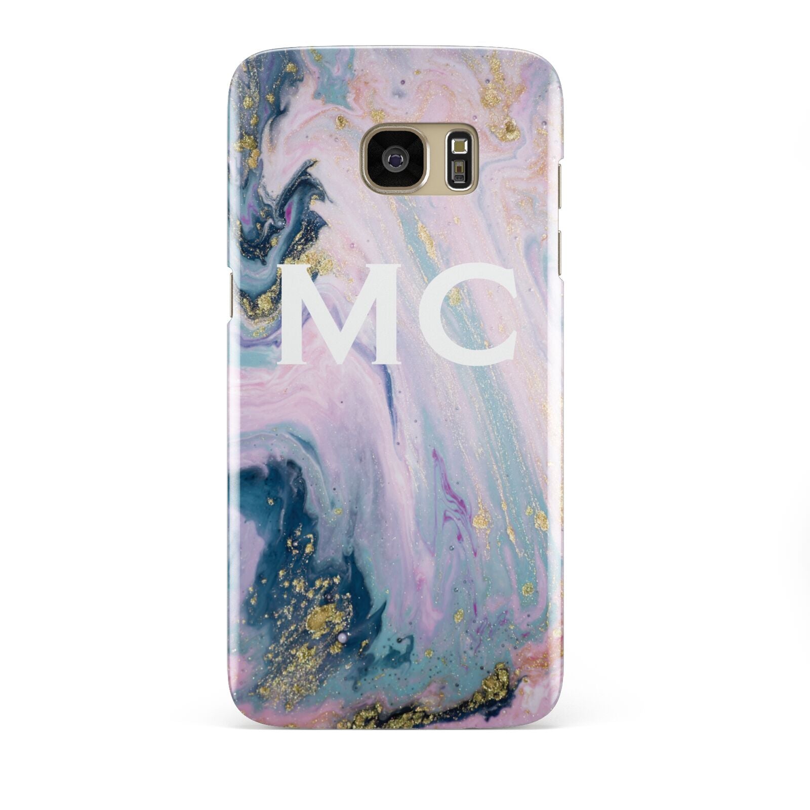 Monogrammed Purple Gold Glitter Marble Samsung Galaxy S7 Edge Case