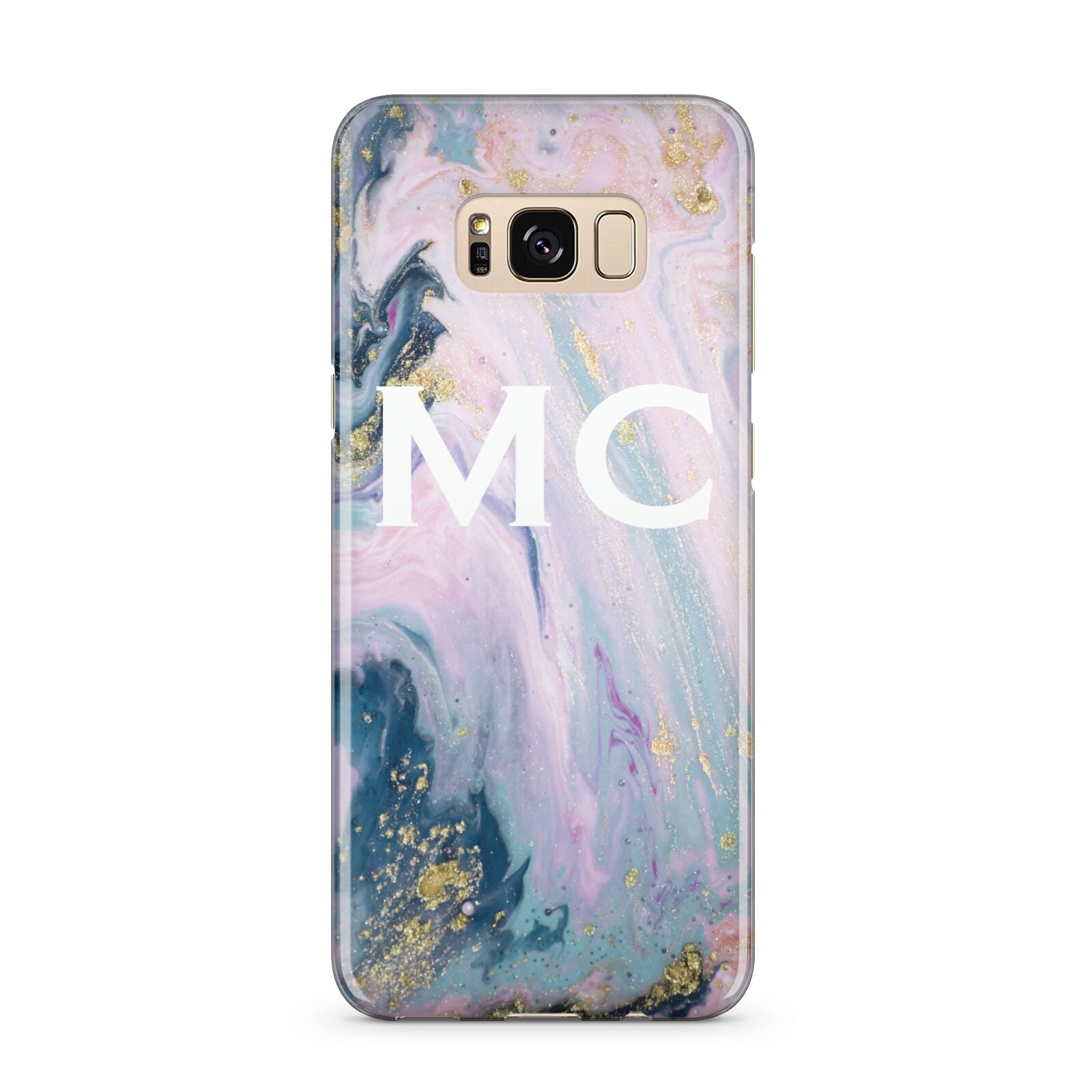 Monogrammed Purple Gold Glitter Marble Samsung Galaxy S8 Plus Case