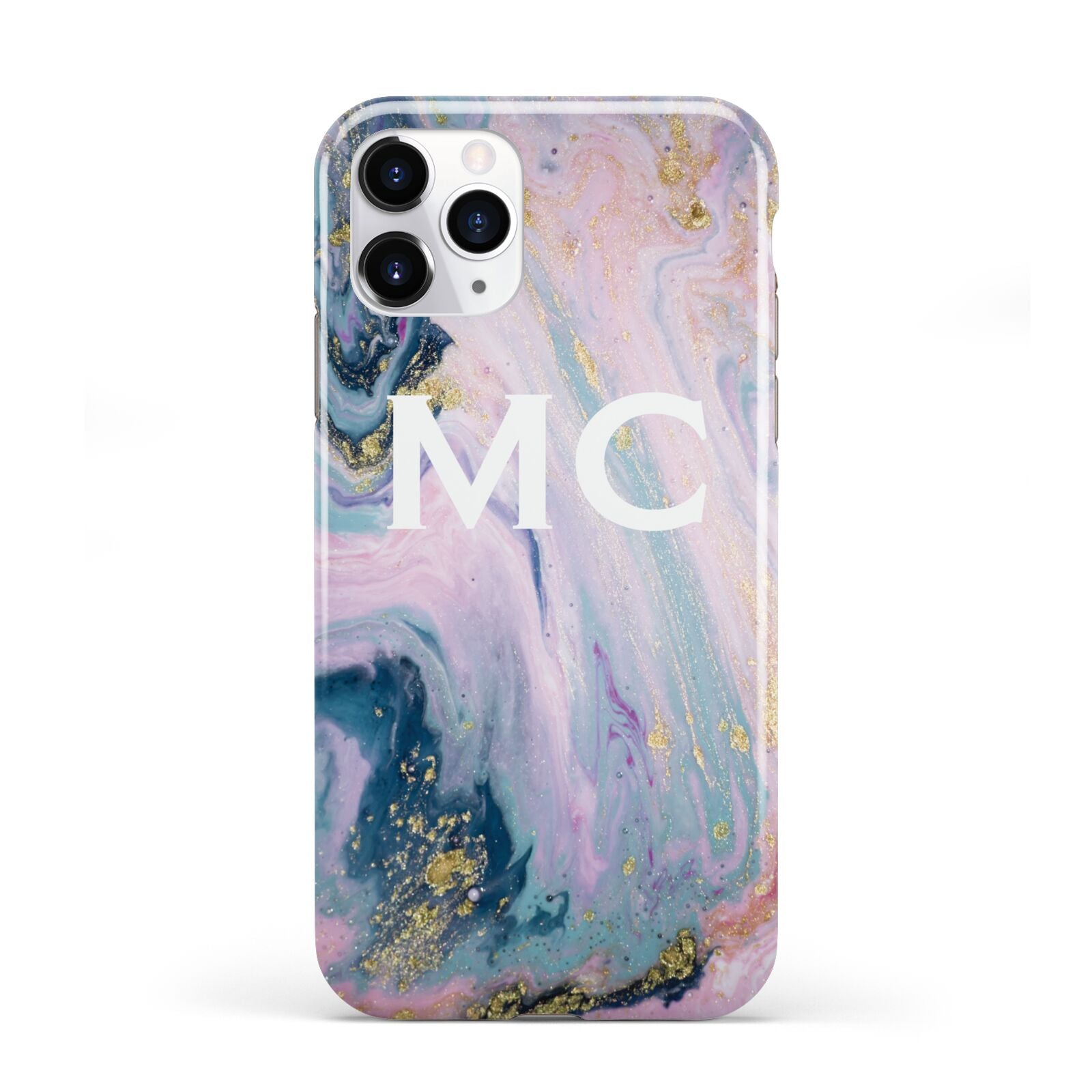 Monogrammed Purple Gold Glitter Marble iPhone 11 Pro 3D Tough Case