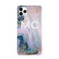 Monogrammed Purple Gold Glitter Marble iPhone 11 Pro Max 3D Snap Case