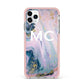 Monogrammed Purple Gold Glitter Marble iPhone 11 Pro Max Impact Pink Edge Case