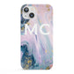 Monogrammed Purple Gold Glitter Marble iPhone 13 Full Wrap 3D Snap Case