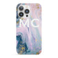 Monogrammed Purple Gold Glitter Marble iPhone 13 Pro Full Wrap 3D Snap Case