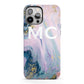 Monogrammed Purple Gold Glitter Marble iPhone 13 Pro Max Full Wrap 3D Tough Case