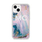 Monogrammed Purple Gold Glitter Marble iPhone 14 Clear Tough Case Starlight