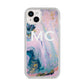 Monogrammed Purple Gold Glitter Marble iPhone 14 Plus Glitter Tough Case Starlight