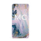 Monogrammed Purple Gold Glitter Marble iPhone 6 Plus 3D Snap Case on Gold Phone