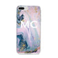 Monogrammed Purple Gold Glitter Marble iPhone 8 Plus Bumper Case on Silver iPhone