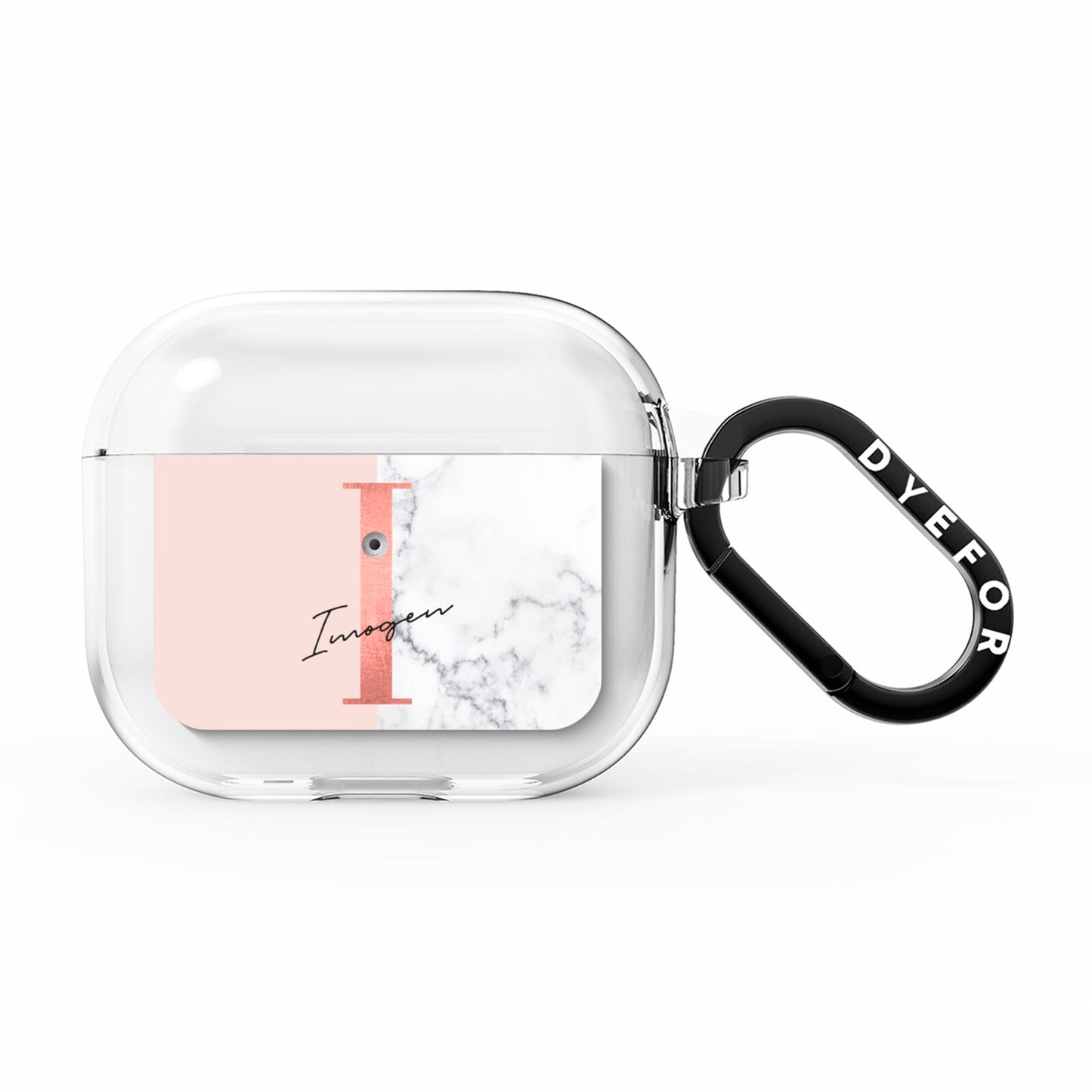 Monogrammed Rose Gold Marble AirPods Clear Case 3rd Gen