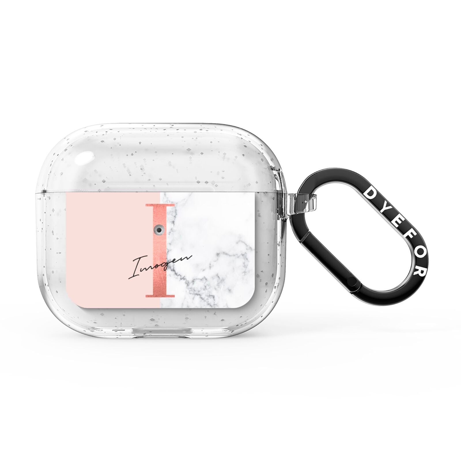 Monogrammed Rose Gold Marble AirPods Glitter Case 3rd Gen